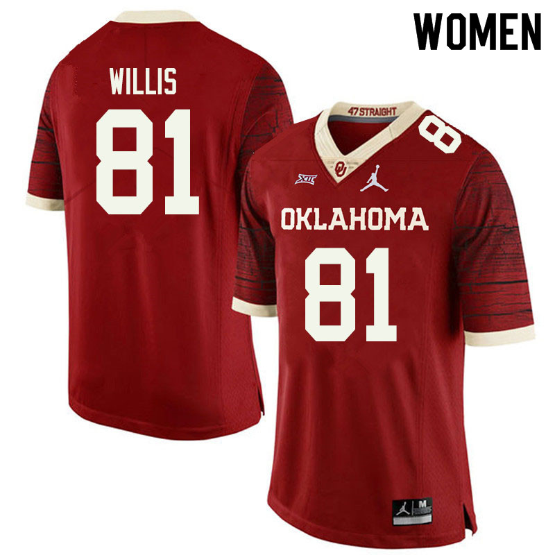 Jordan Brand Women #81 Brayden Willis Oklahoma Sooners College Football Jerseys Sale-Retro - Click Image to Close